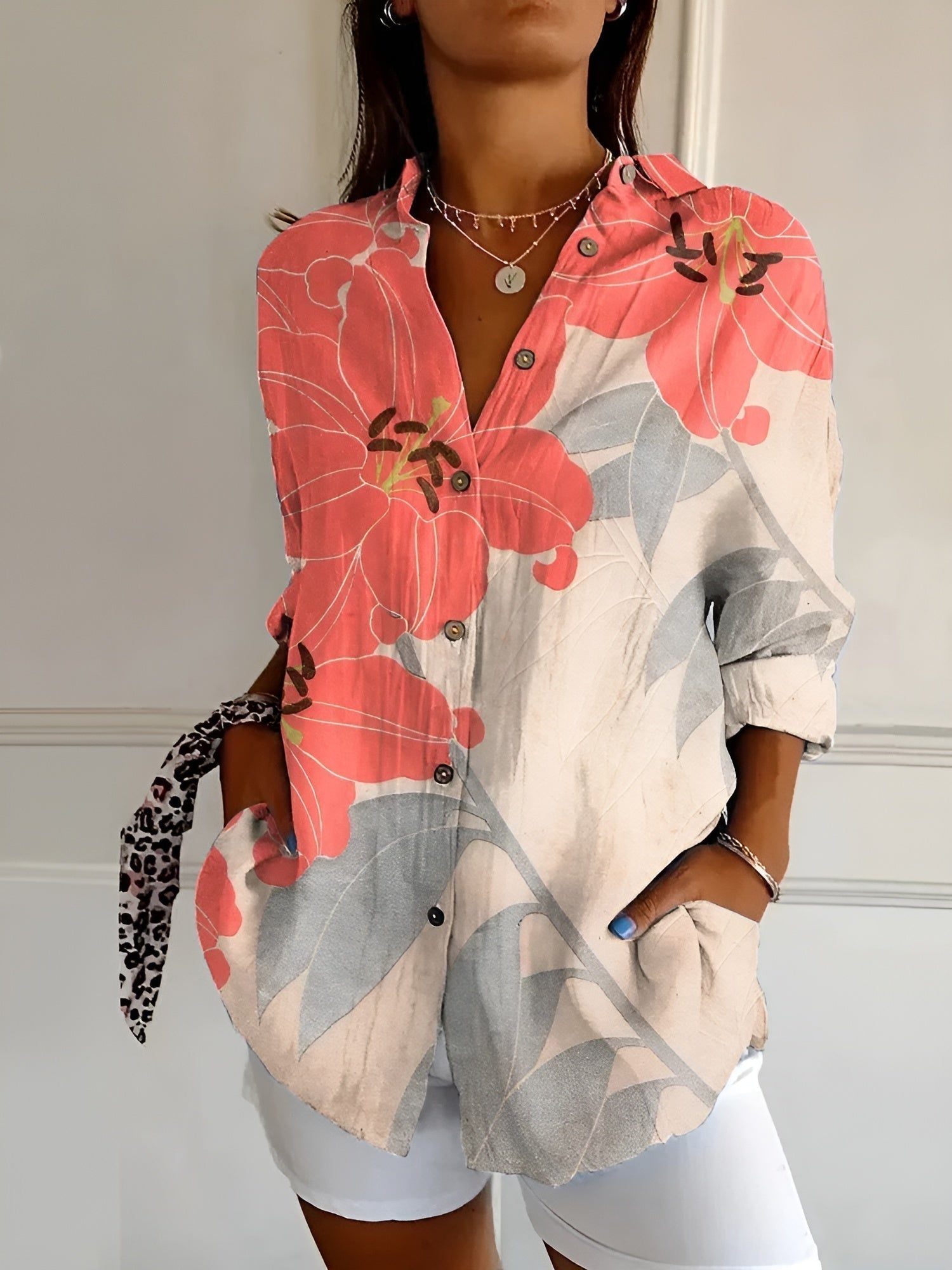 Orange /Gray Flower / 3XL
